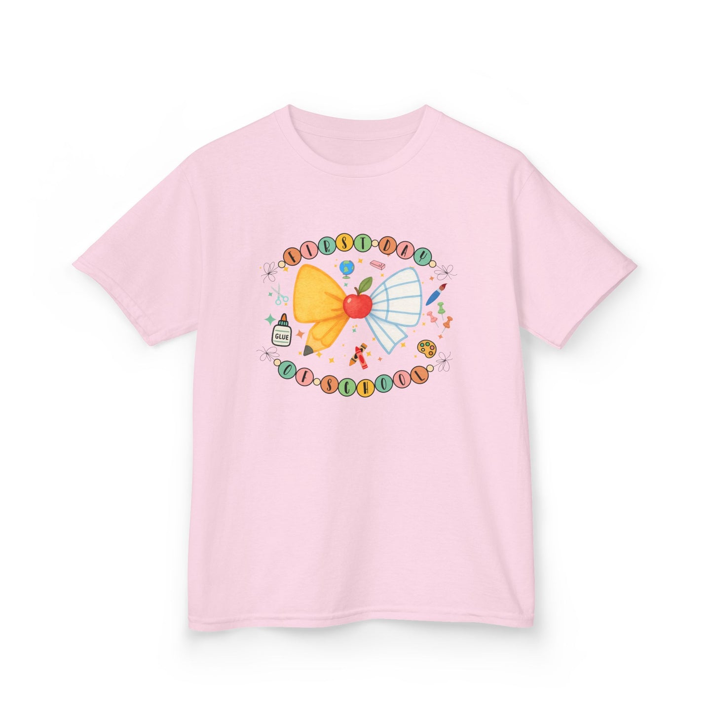 Cute Pencil Bow & Friendship Bracelet Design for Kids Back to School Tee | First day of School