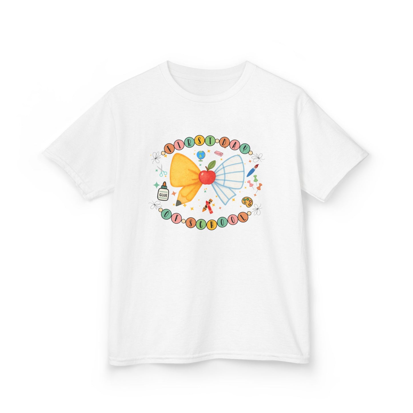 Cute Pencil Bow & Friendship Bracelet Design for Kids Back to School Tee | First day of School