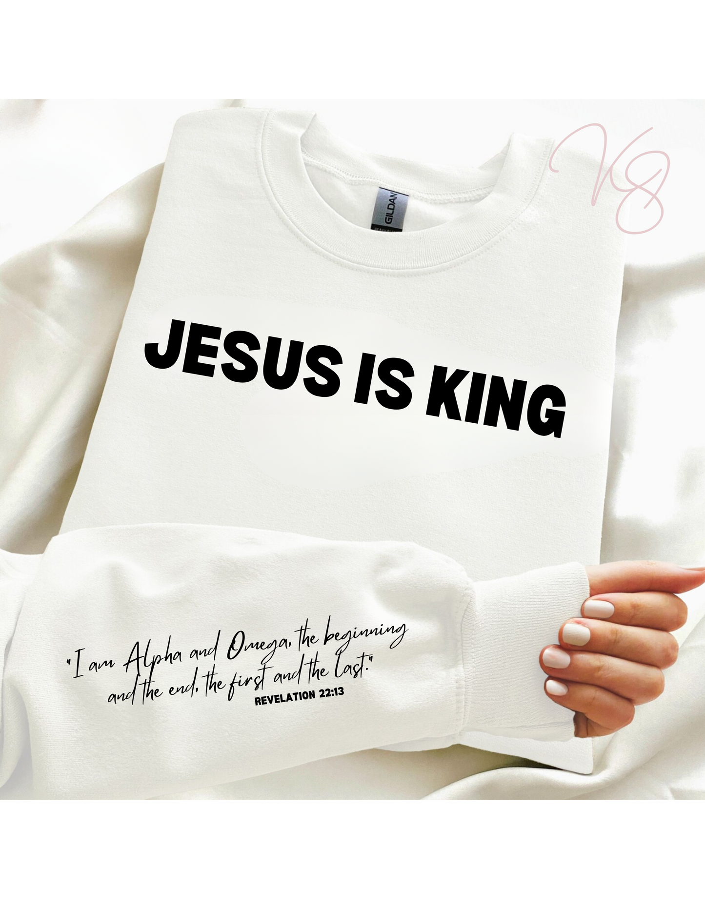 JESUS IS KING Unisex Crewneck Sweater with Inspiring Message on Sleeve