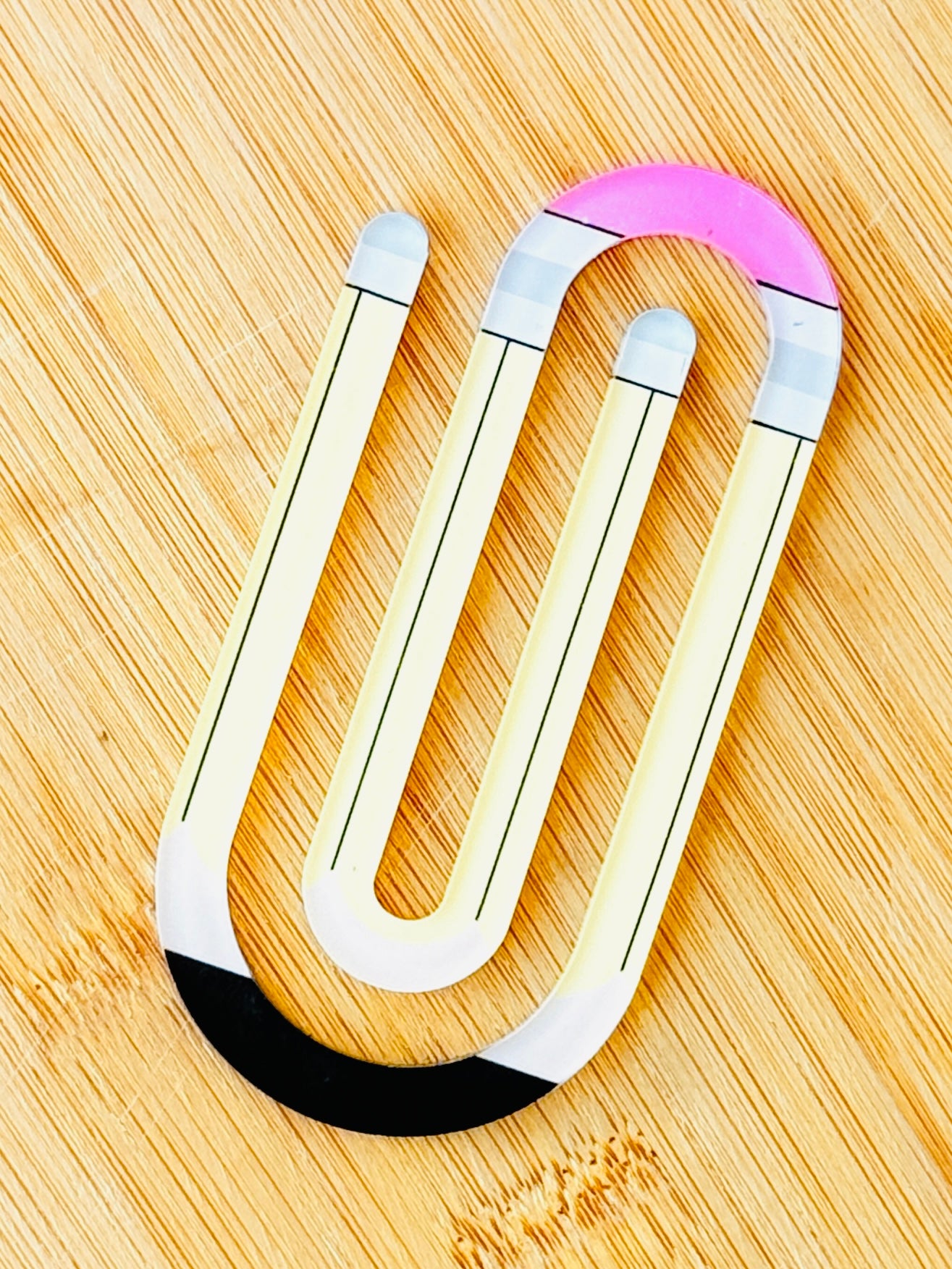 Acrylic Jumbo Paper Clip Bookmarks- Pencil, Composition Book & Ruled Paper Designs